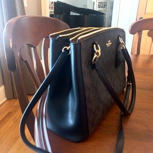 COACH SATCHEL BAG WITH SIGNATURE BROWN/BLACK LEATHER.